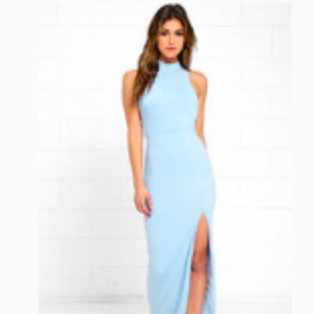 Lulus Engraved Initials Light Blue Maxi Dress